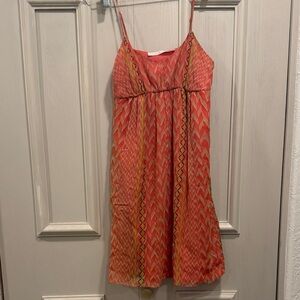 Coral Patterned Spaghetti-Strap Dress